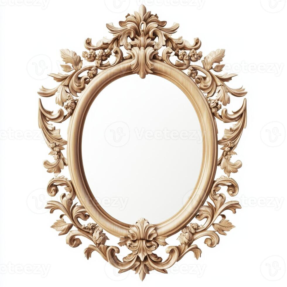 Ornate vintage mirror with an intricate golden frame, designed for decoration and reflection photo