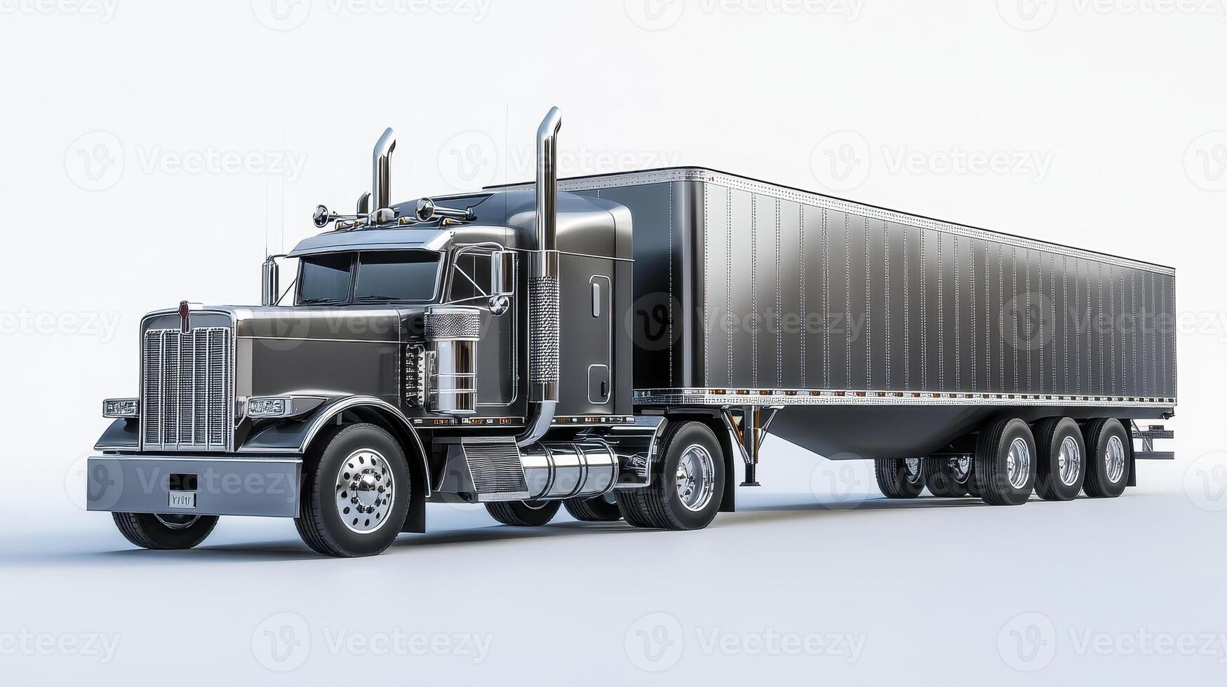 A sleek, modern truck with a large trailer, designed for freight transport. photo