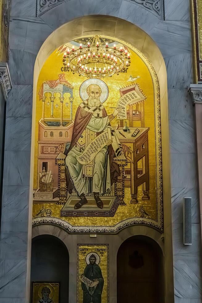 The mosaic of st john the baptist in the church of st john the baptist in jer photo