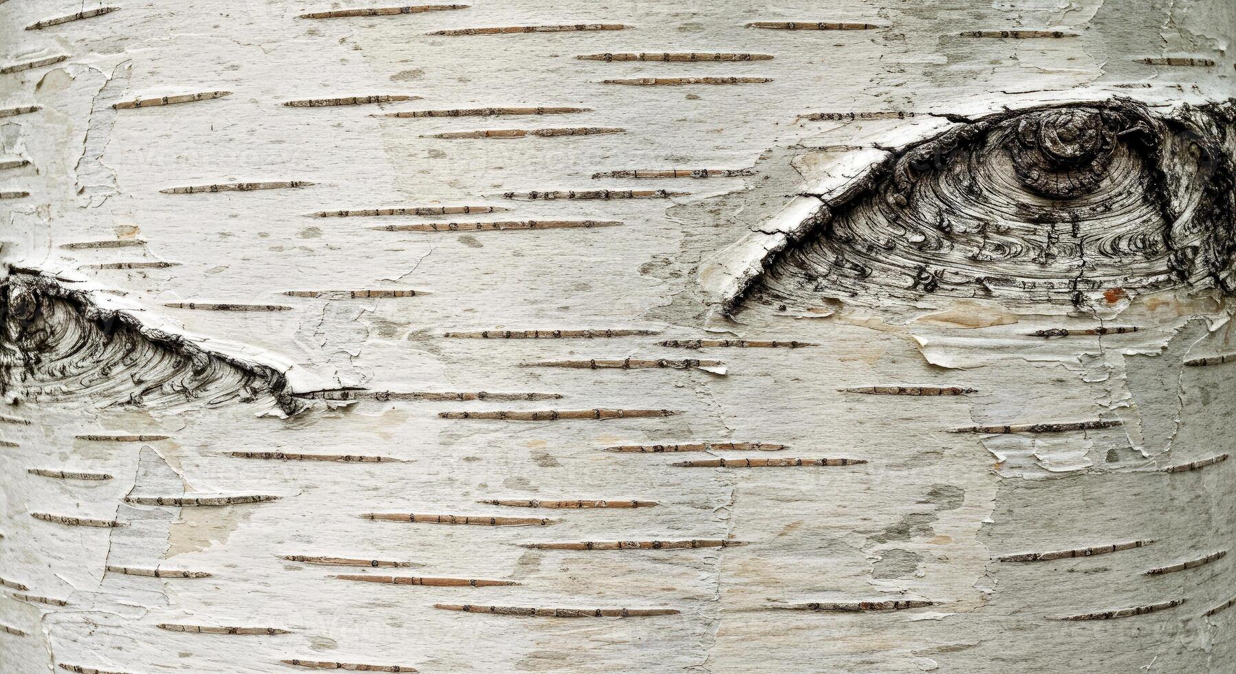 Refined Birch Outer Layer with Varied Gray Tones and Delicate Horizontal Marks photo