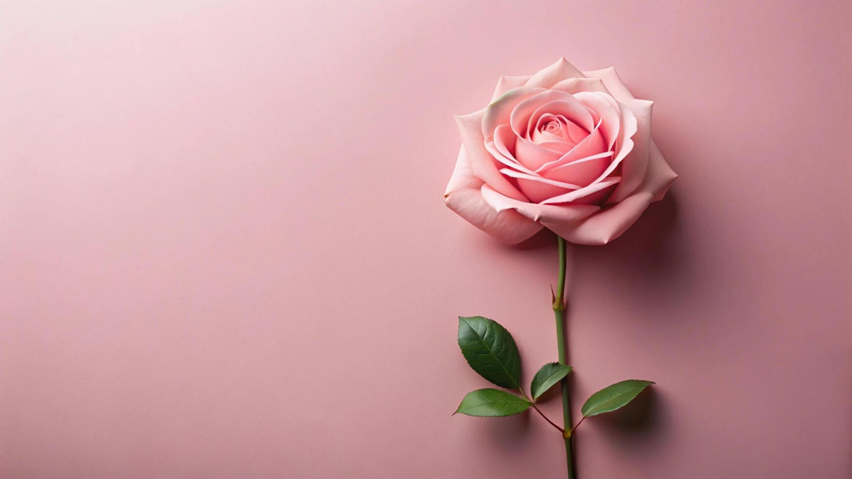 A single pink rose on a pink background photo