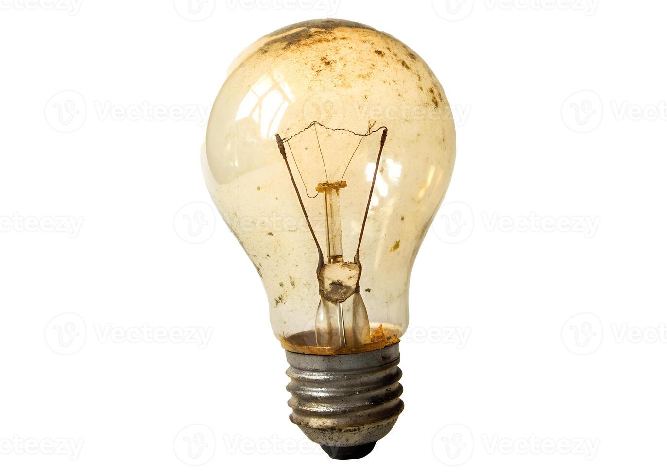 Old light bulb isolated on white background photo