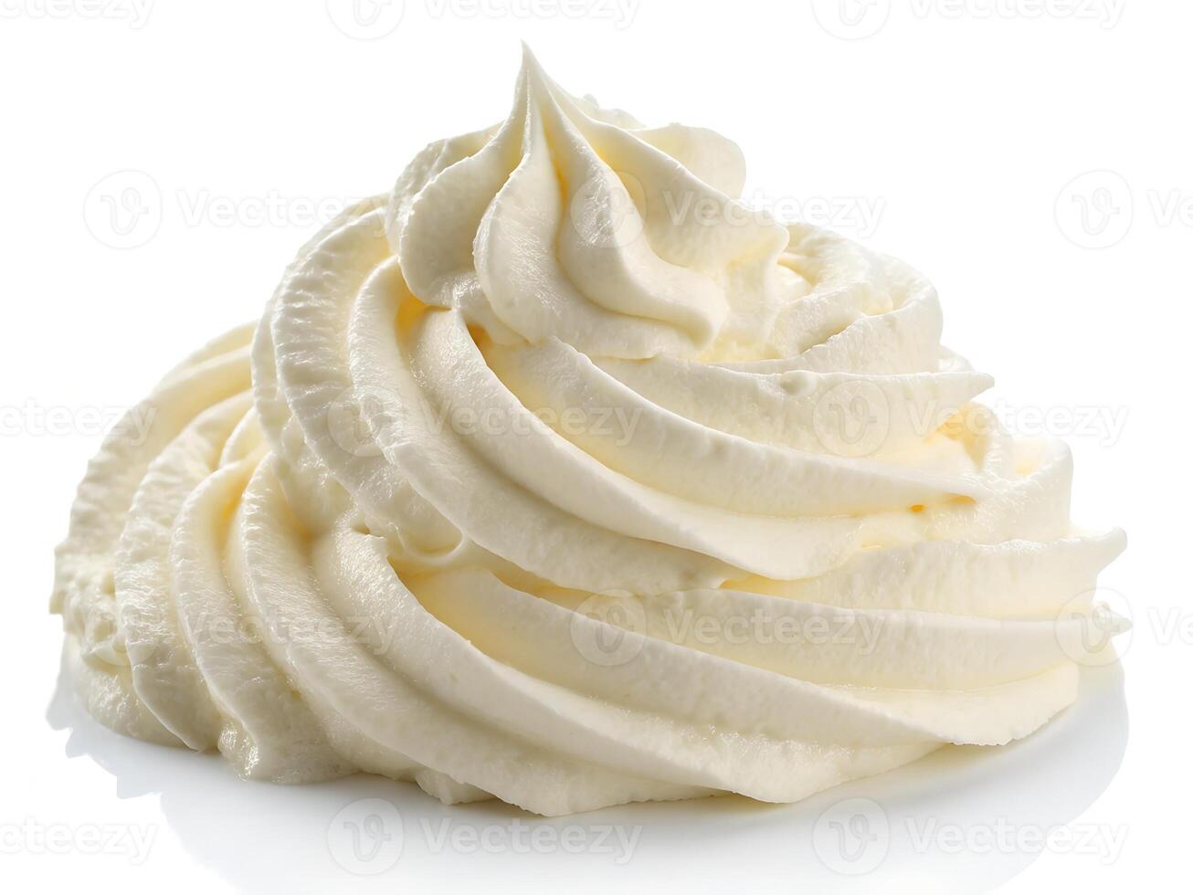 Swirl of Fresh Whipped Cream Isolated on White photo