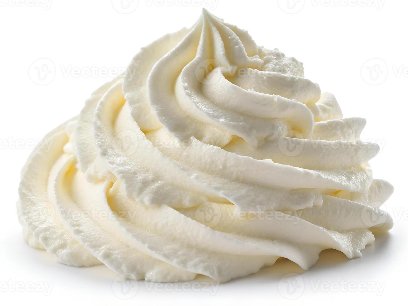 Swirl of Fresh Whipped Cream Isolated on White background photo