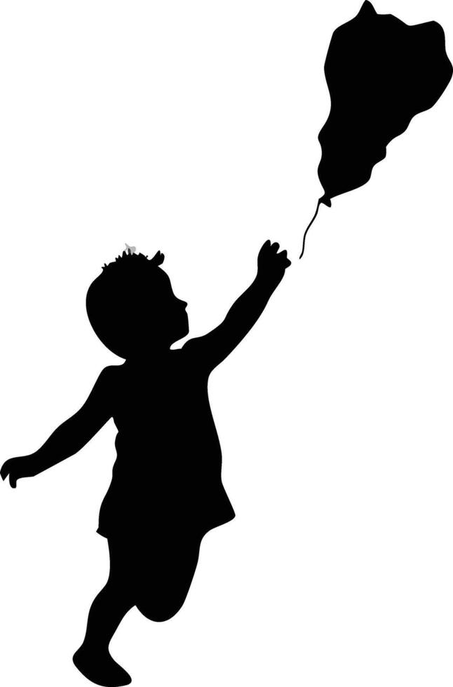 Silhouette Of A Boy Releasing Shaped Balloon vector