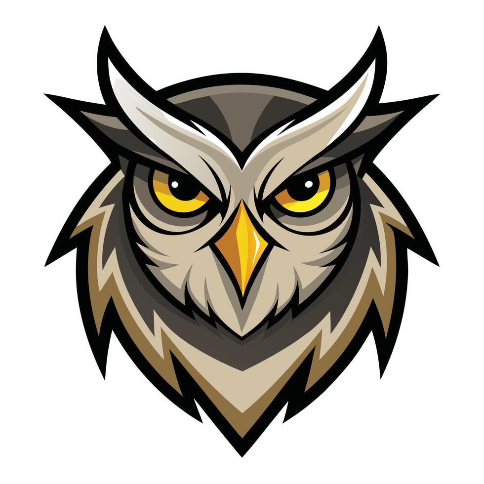 Detailed Owl Mascot Illustration With Sharp Features And Focused Gaze vector