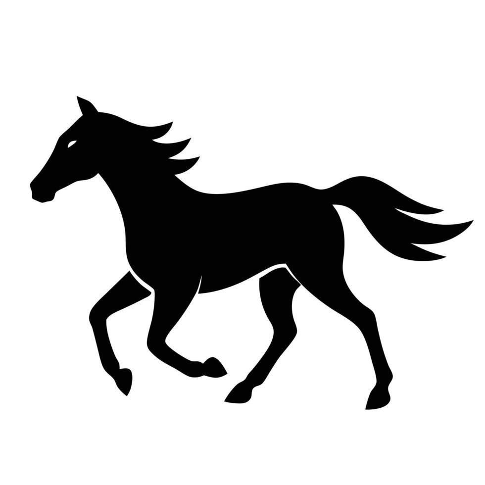 Running Black Horse Silhouette Isolated On White Background Illustration vector