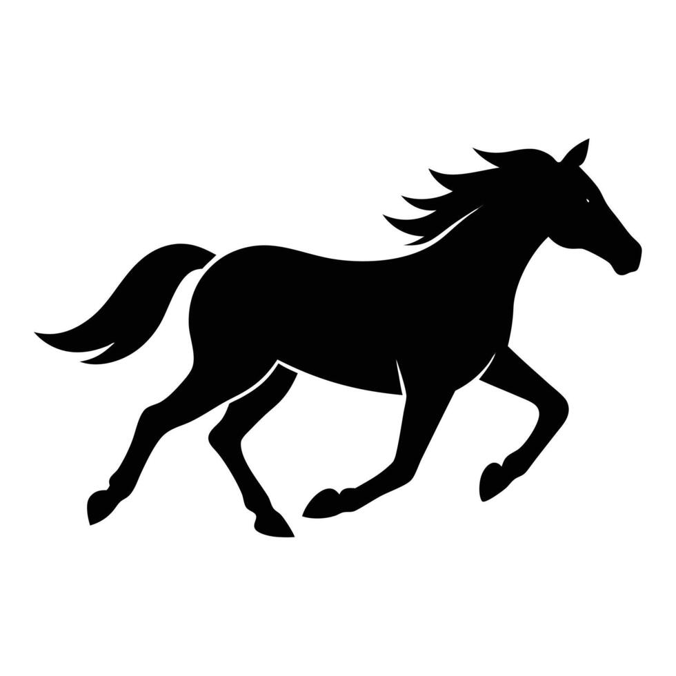 Elegant Horse Running Silhouette Illustration On Isolated White Background vector