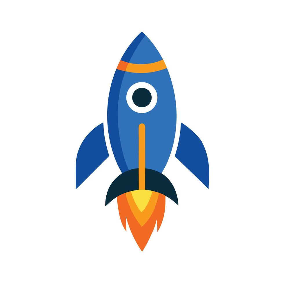 Cartoon Rocket Launching Graphic On White Background For Design vector