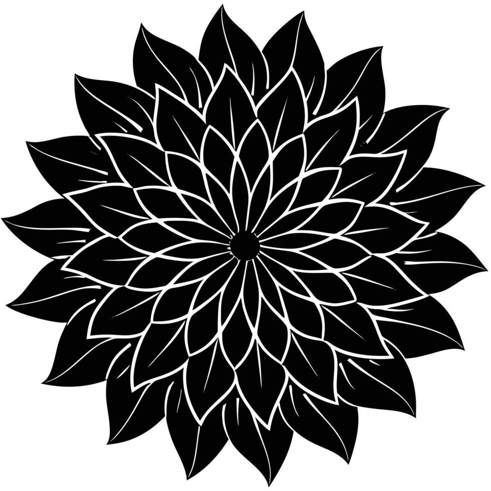 Abstract Floral Mandala Design In Black And White Illustration vector