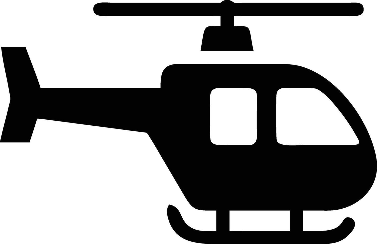 Flying Helicopter Silhouette Single Graphic Design Isolated Black Image vector