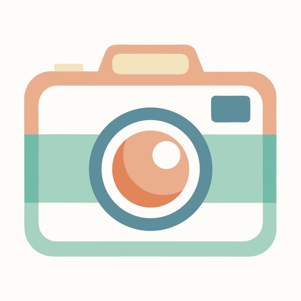 Minimalist Retro Camera Illustration In Pastel Colors And Clean Design vector