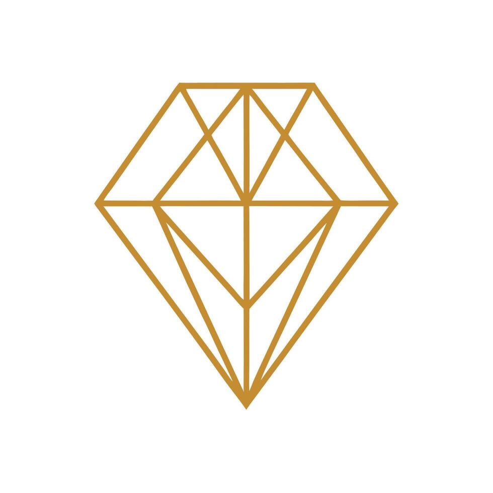 Golden Diamond Geometric Outline Graphic On White Background Minimalist Style Design vector