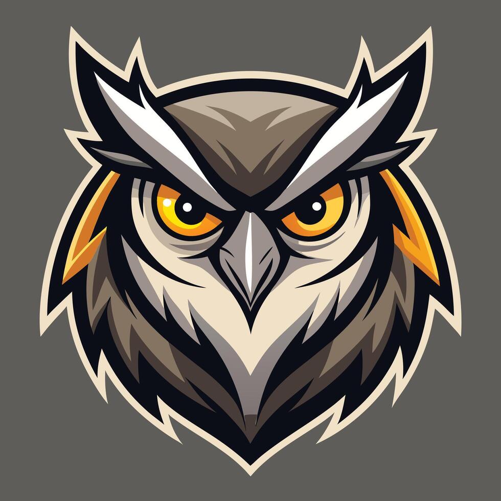 Powerful Owl Mascot Logo Design Illustration Face Isolated vector