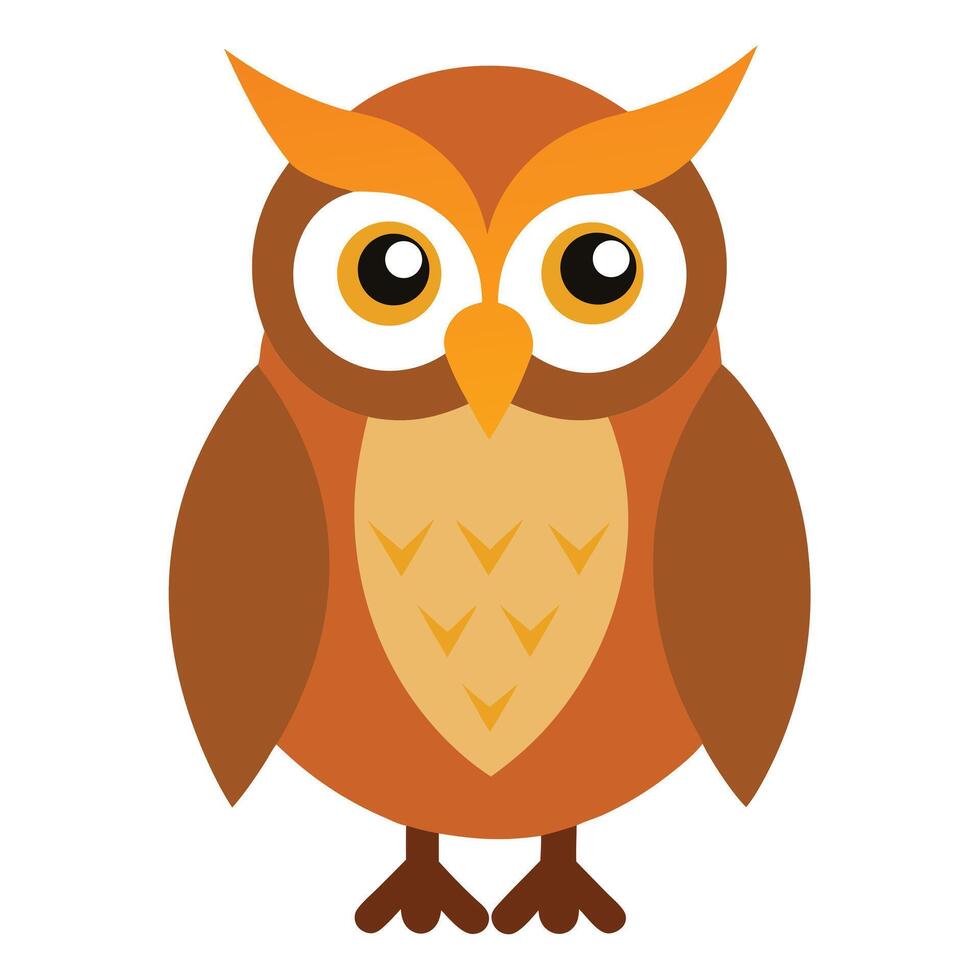 Cute Brown Owl Illustration Isolated On White Background Design Element vector