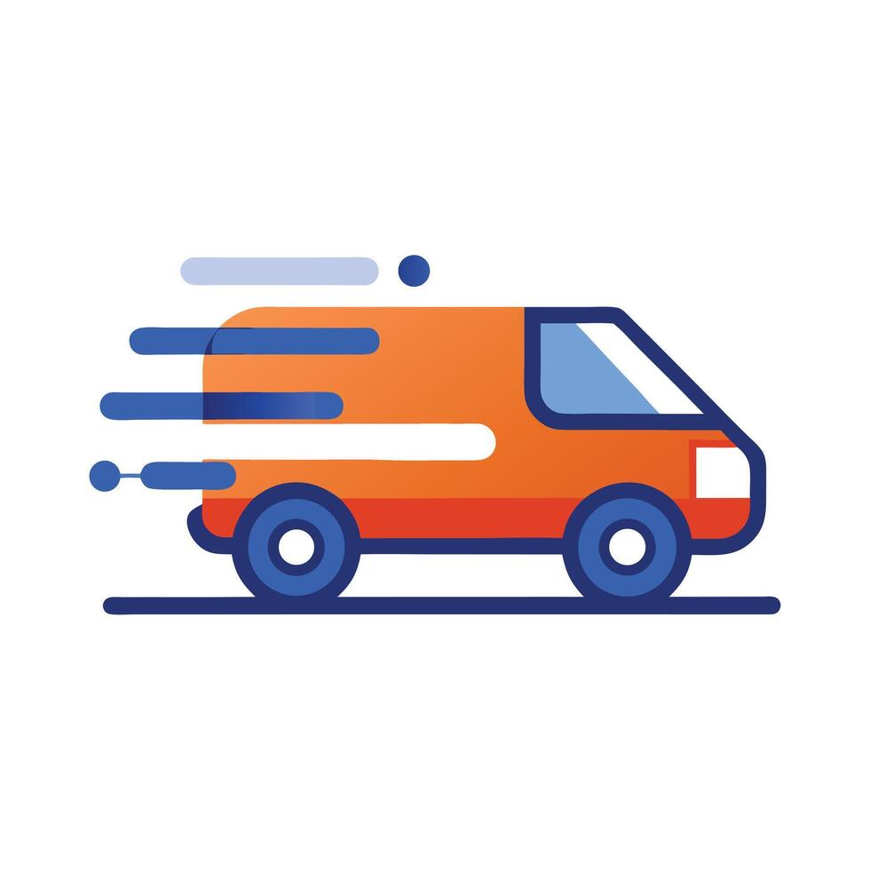 Fast Delivery Van Illustration With Motion Effect And Clean Design vector