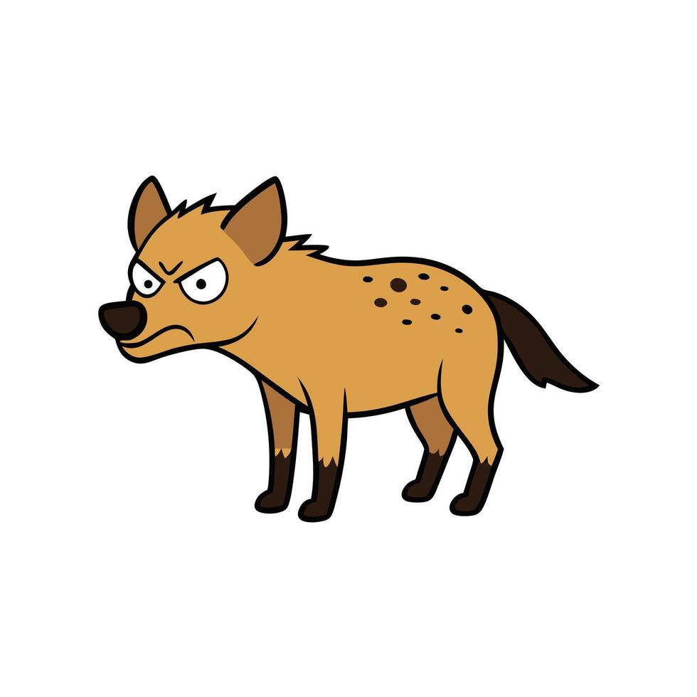 Cartoon Hyena Standing Angry With Spots On Fur And Black Tail vector
