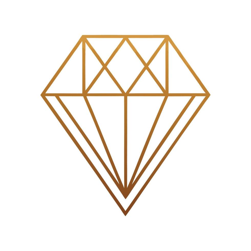 Golden Diamond Line Art On White Background For Logo Design vector