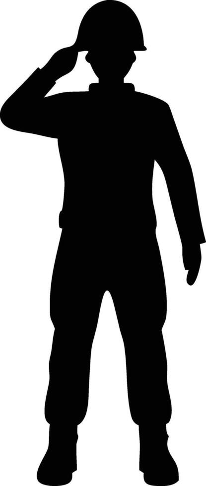 Silhouette Of A Soldier Saluting Symbol Of Respect Service And Patriotism vector