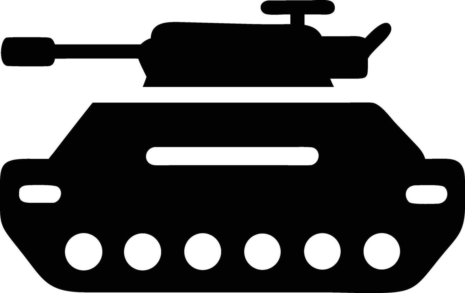 Tank Silhouette Front View Powerful Military Armored Vehicle Black Shape vector