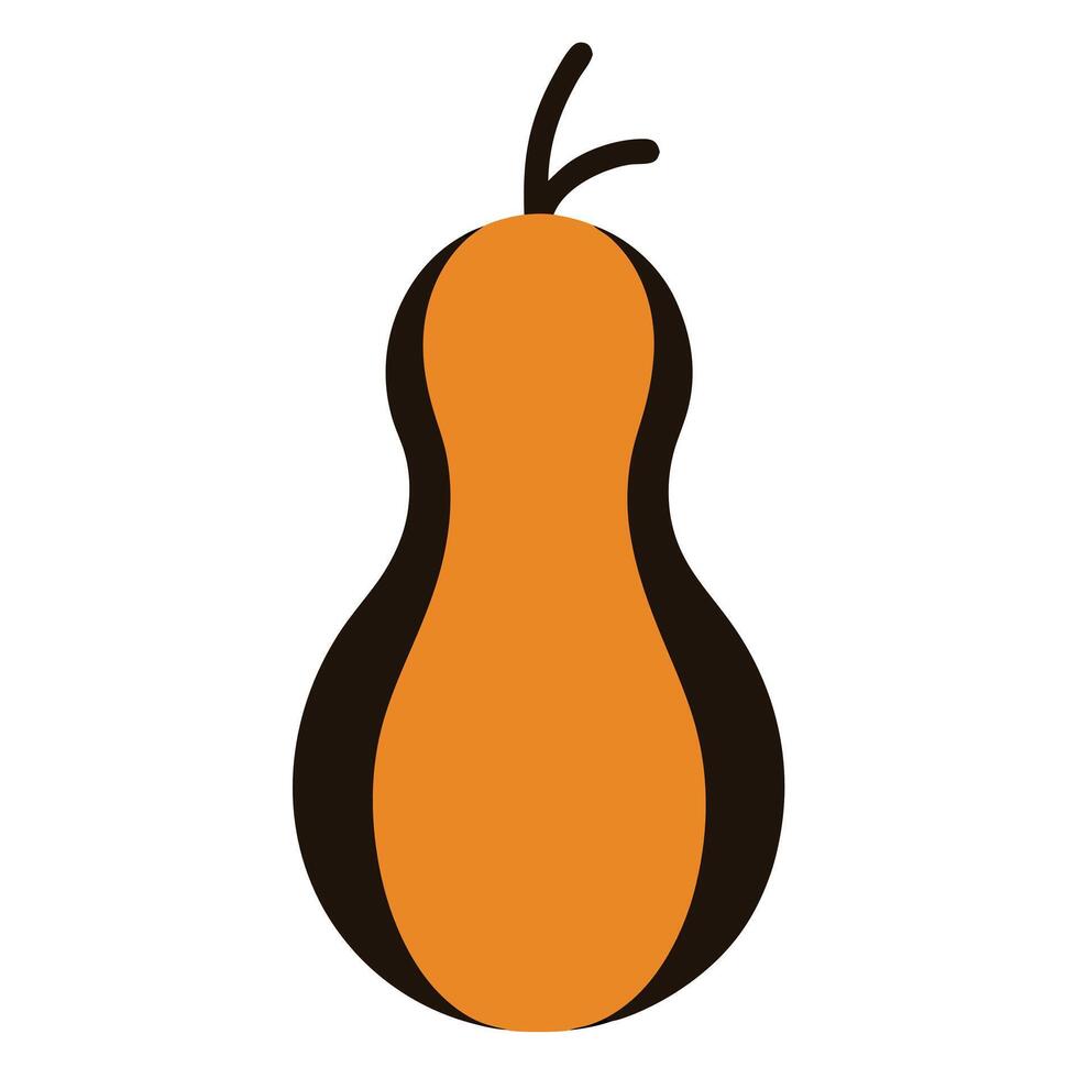 Stylized Orange Pear Illustration With Black Outline On White Background vector