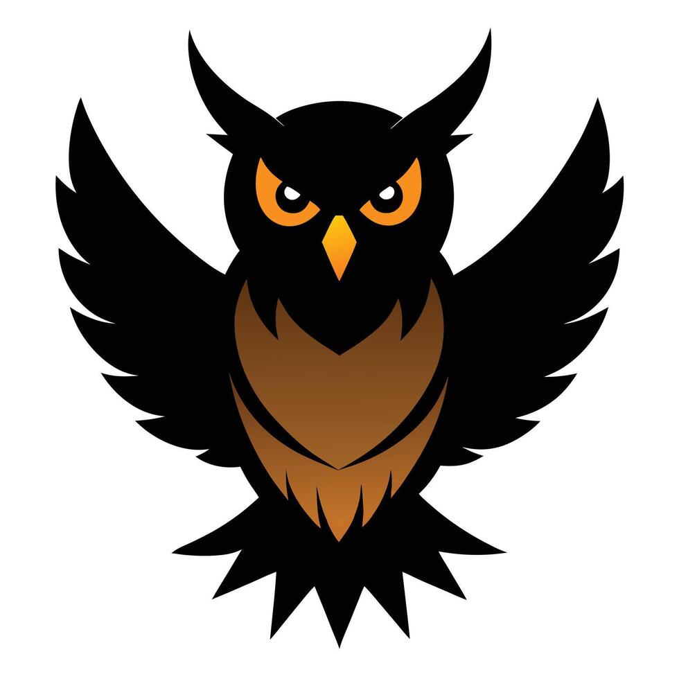 Stylized Owl Illustration With Spread Wings And Intense Gaze Art vector