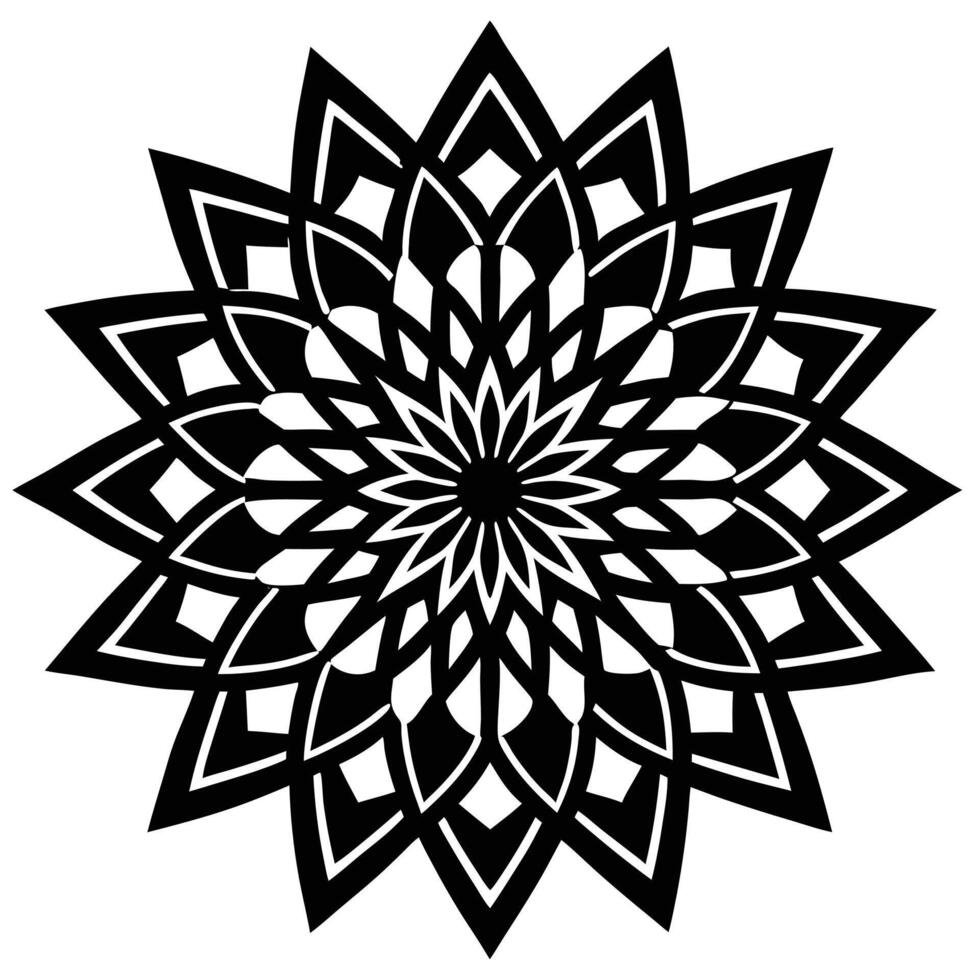 Geometric Mandala Design Black And White Abstract Ornament Element vector