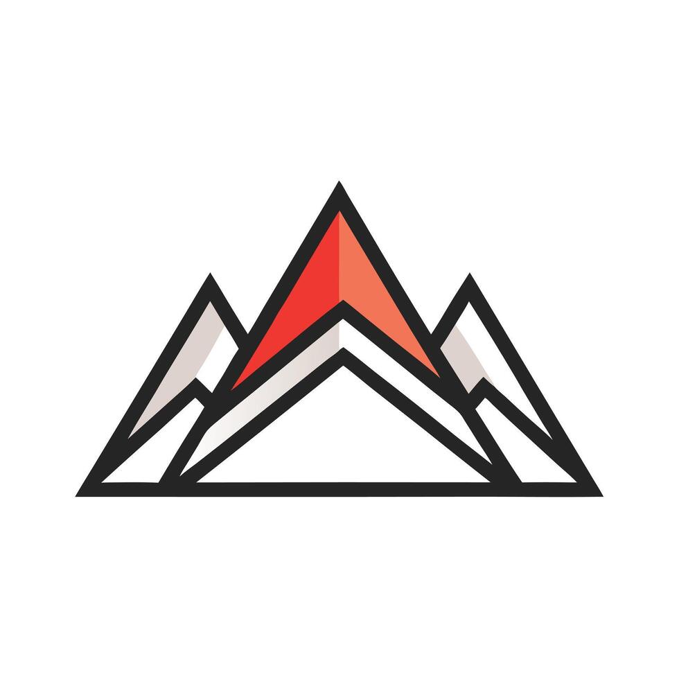 Modern Mountain Range Icon Logo Design With Red Peak Illustration vector