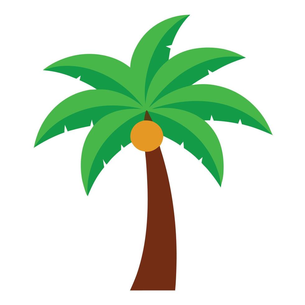 Minimalist Palm Tree Illustration With Coconut On White Background vector