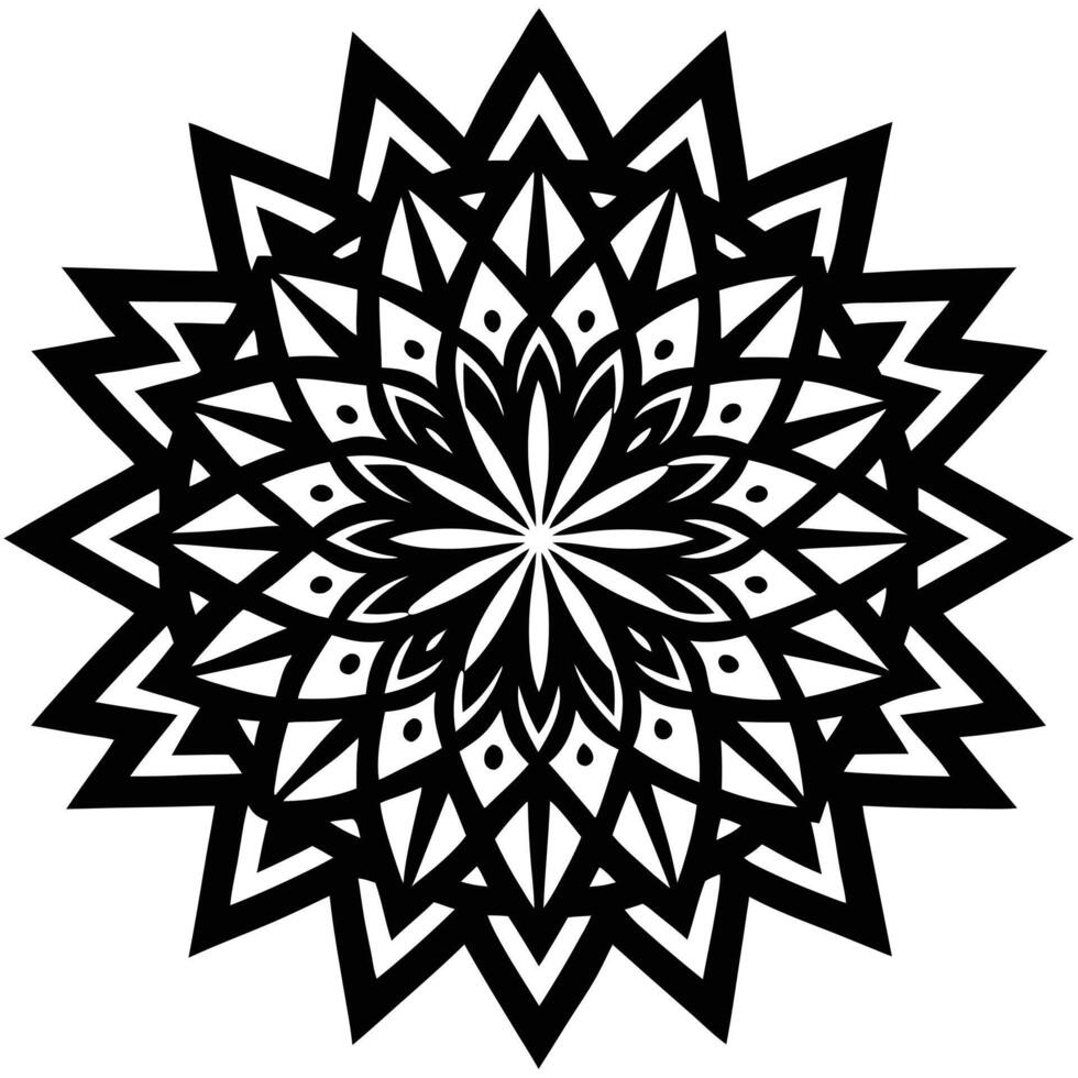 Elegant Geometric Mandala Pattern In Black And White Illustration vector