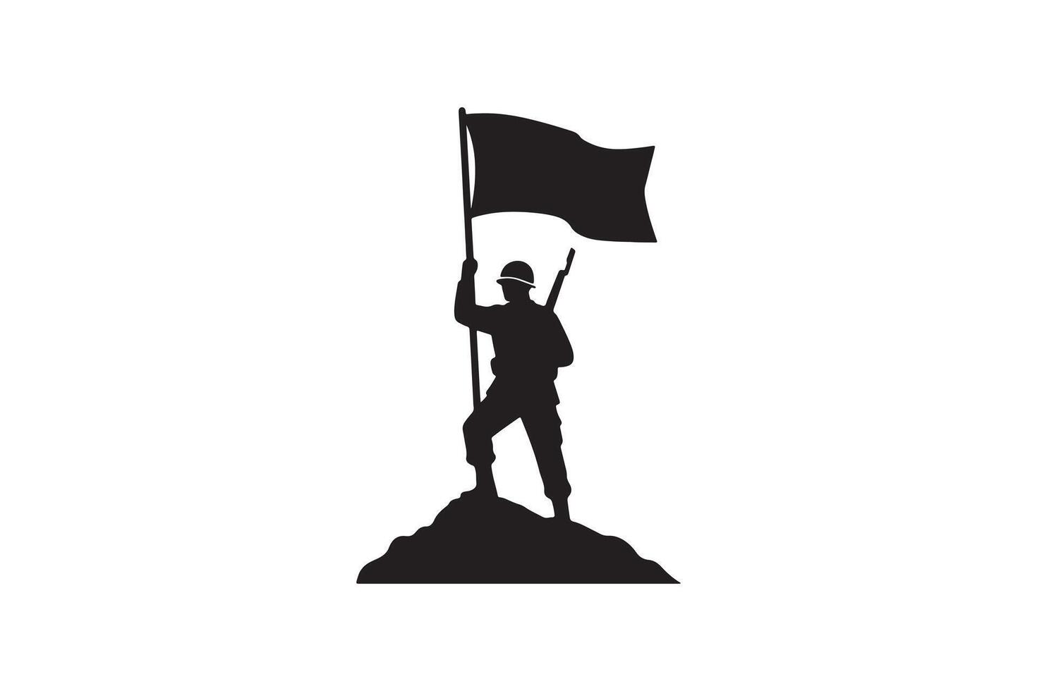 Military Victory Silhouette with Flag vector