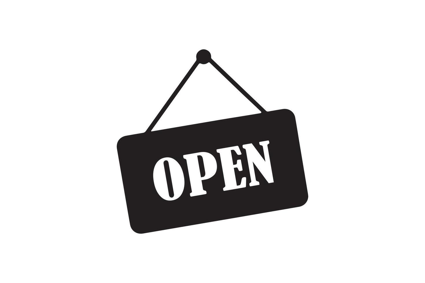 Minimalist Open Sign Silhouette Design vector