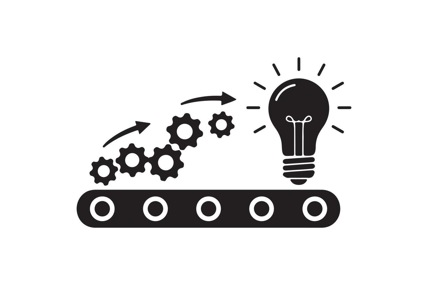 Silhouette of Gear Process Transforming into Idea Light Bulb vector
