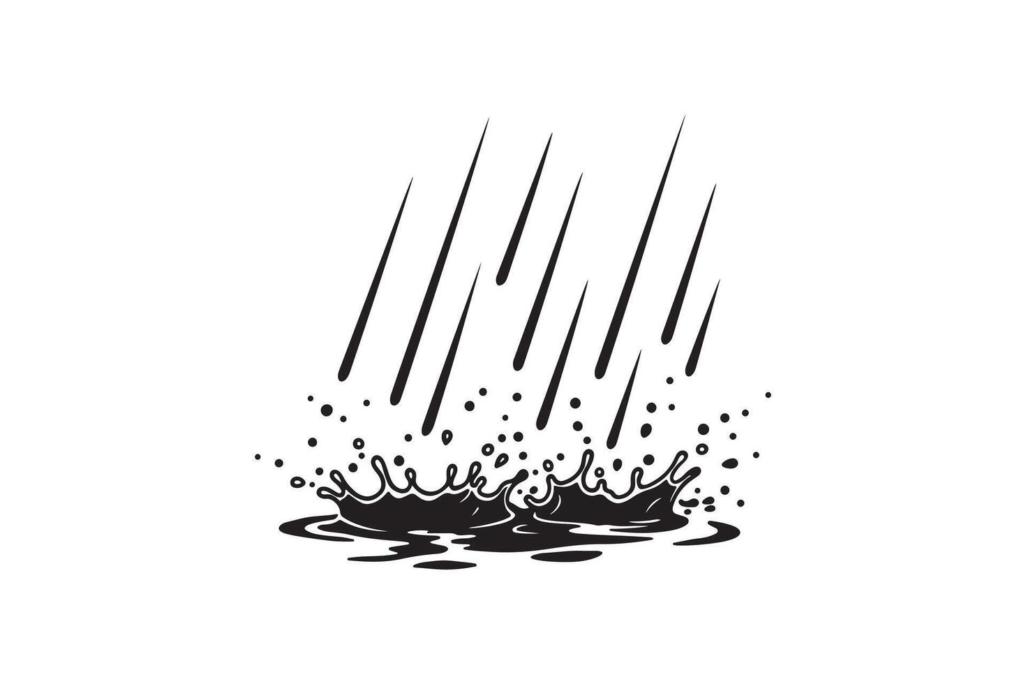 Black Rain and Water Splash Icon in Minimal Style vector