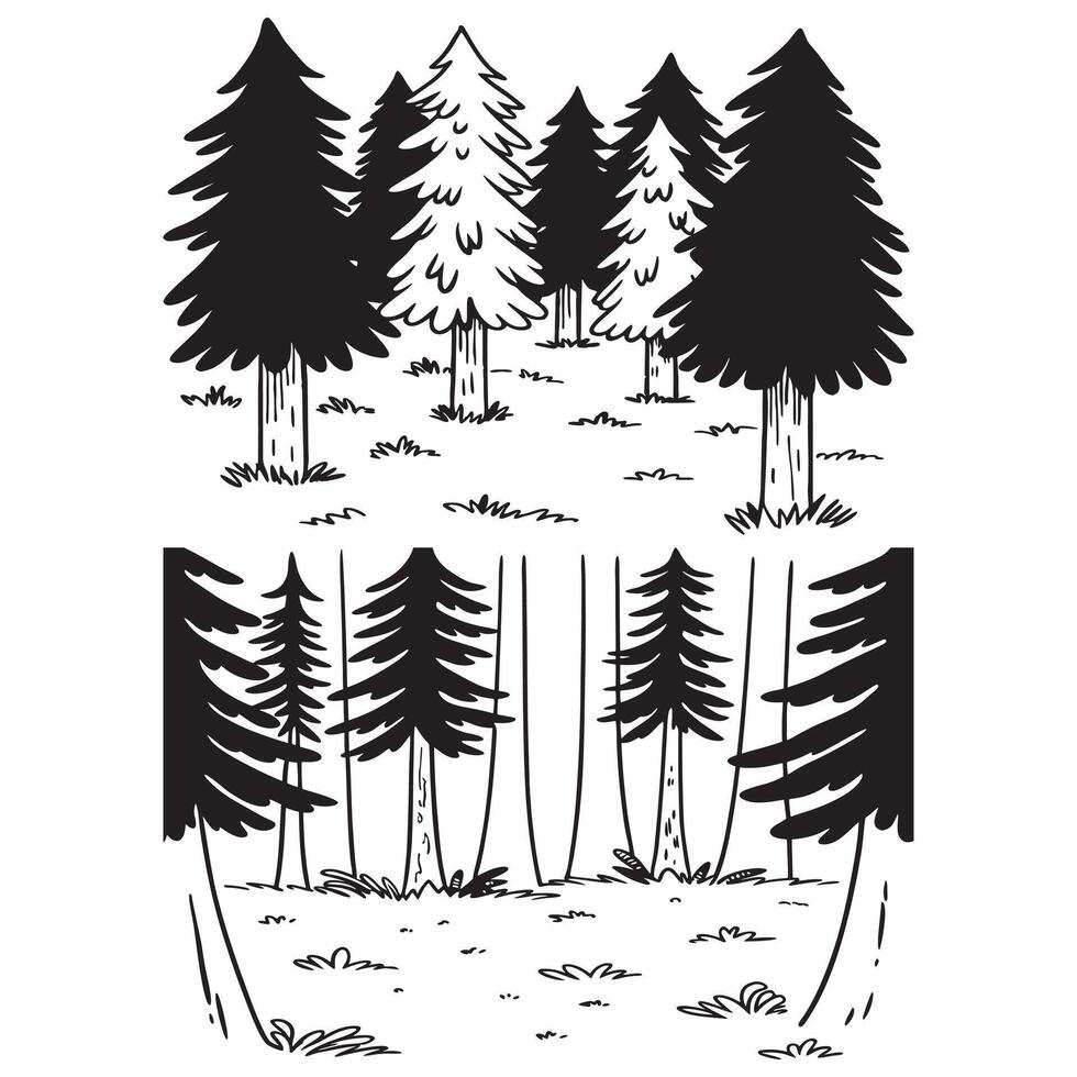Set of pine trees vector