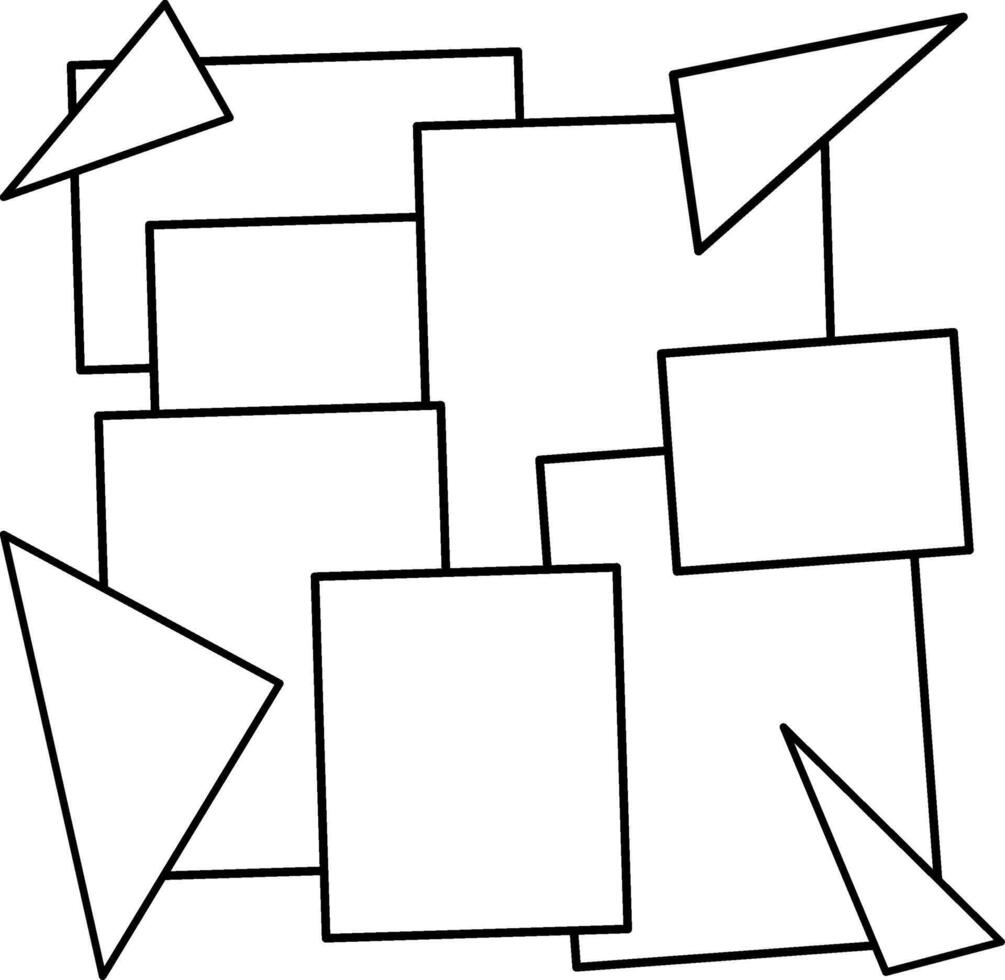 Abstract Geometric Shapes Black and White Minimalist Line Art Design vector