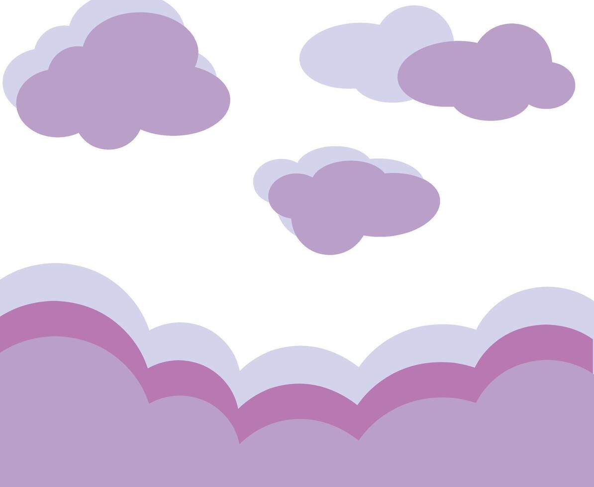 Lavender Sky Pastel Clouds and Hills Illustration vector