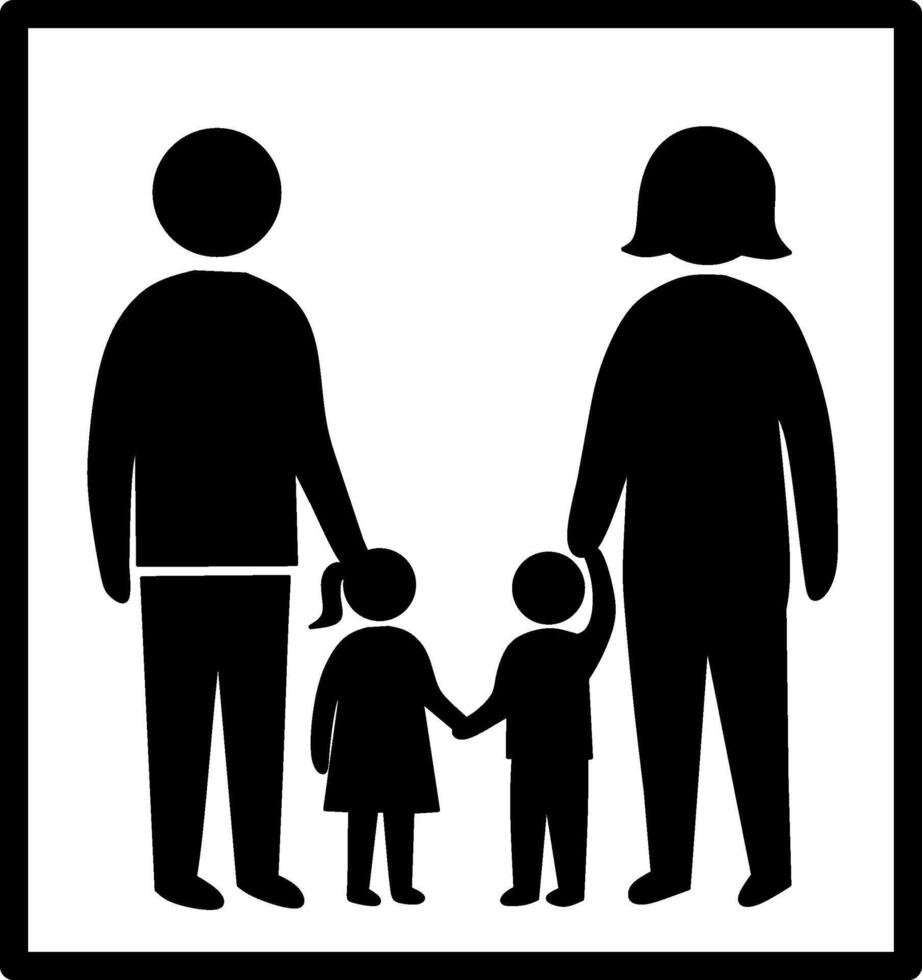 Happy Family Icon Parents and Children Holding Hands Illustration vector