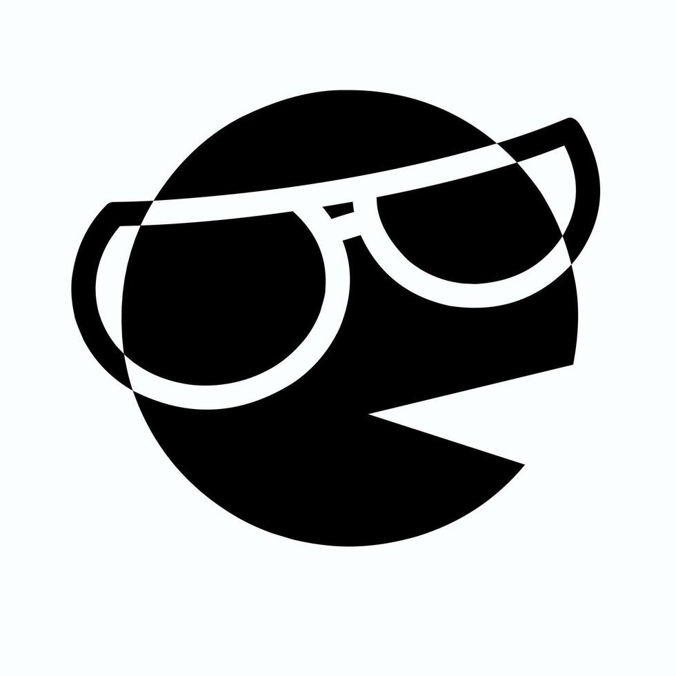 Cool Sunglasses Character Illustration Simple Black and White Design vector