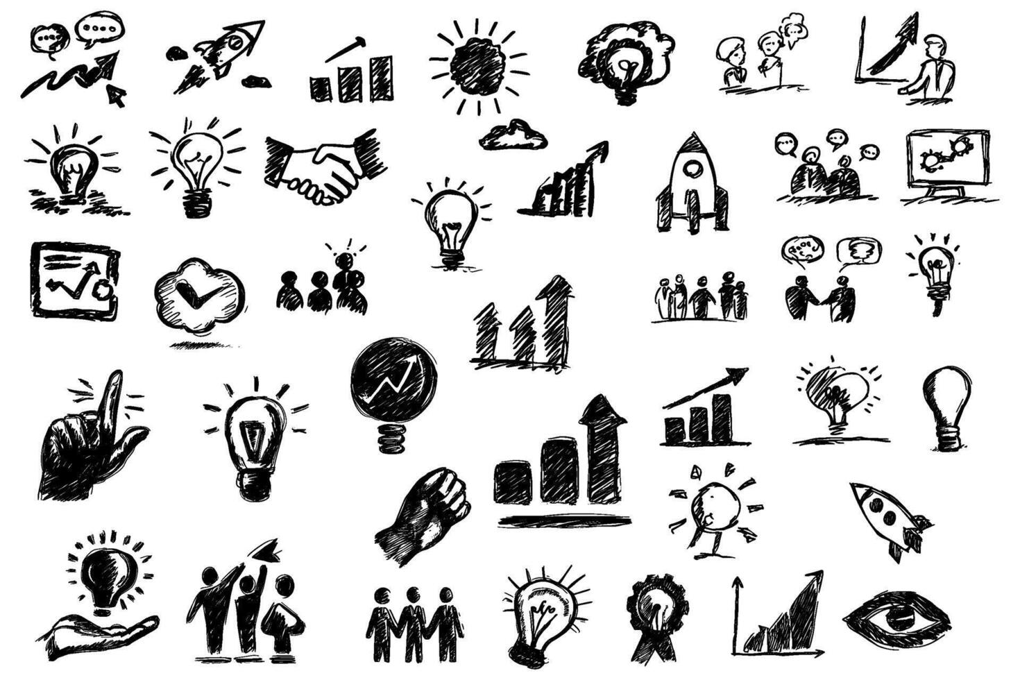 Hand Drawn Creative Business Concept Icons and Symbols Set Collection vector