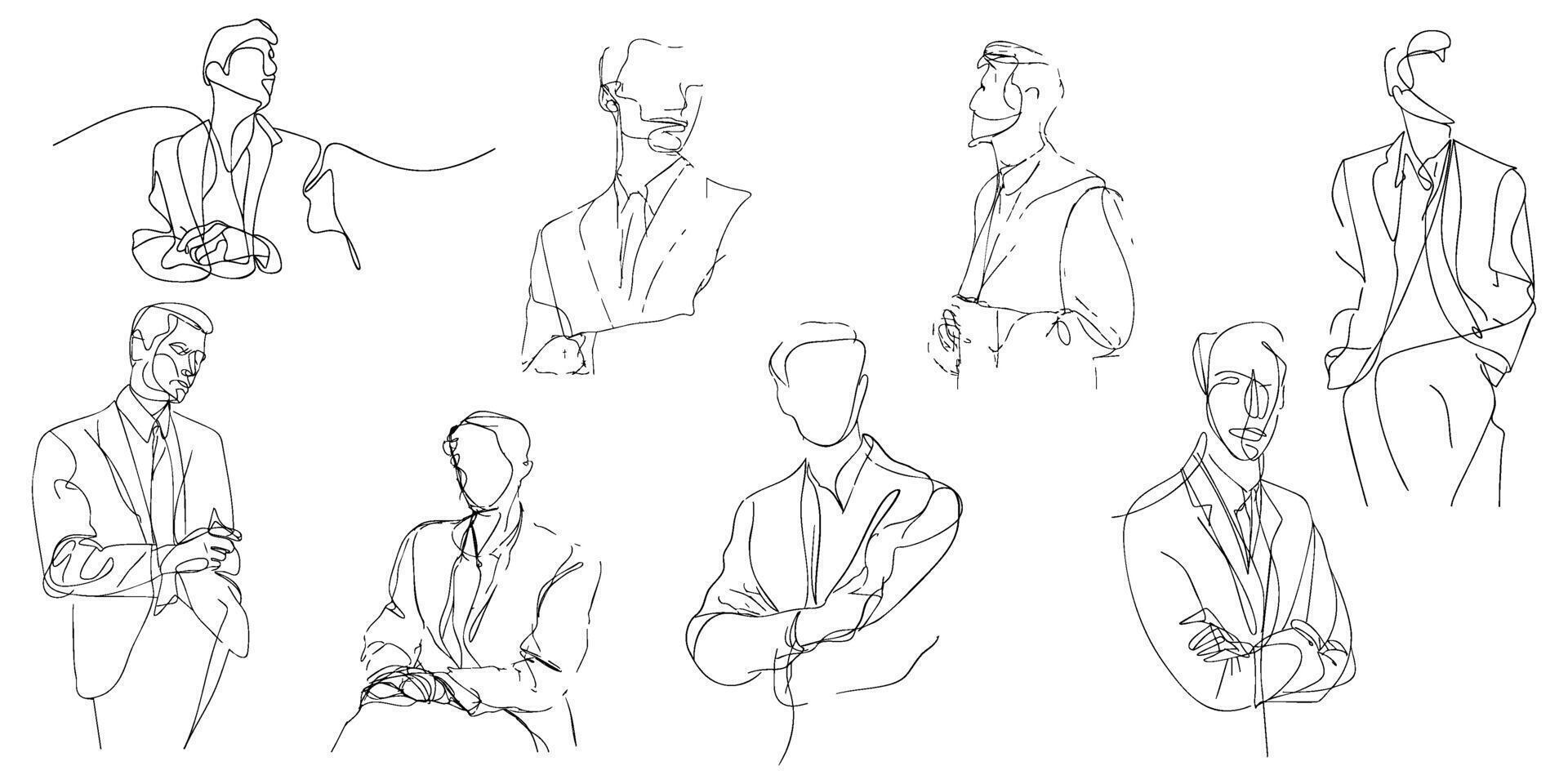 Continuous line drawing showcases diverse perspectives of confident professionals vector