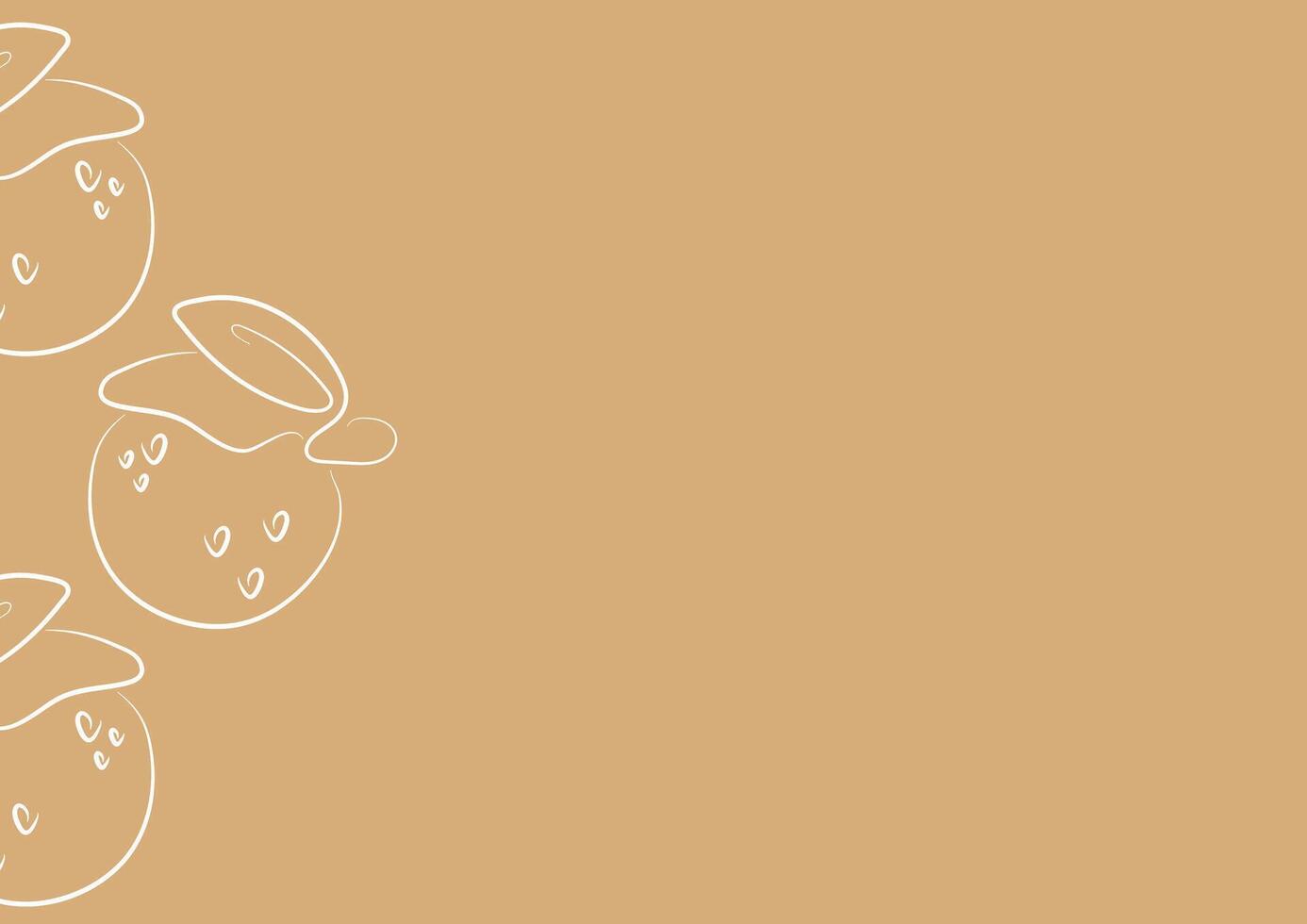 poster with a simple icon of an orange with a tail drawn in line art style on a yellow background, for various designs and patterns vector