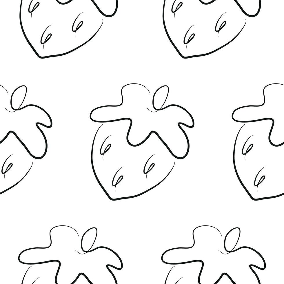 pattern with a simple strawberry icon with a tail in line art style, for various designs and packaging vector