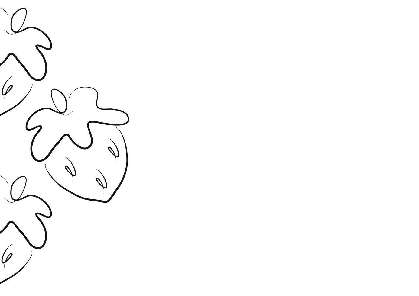 poster with a simple icon of a strawberry with a tail in line art style, for various designs and packaging vector