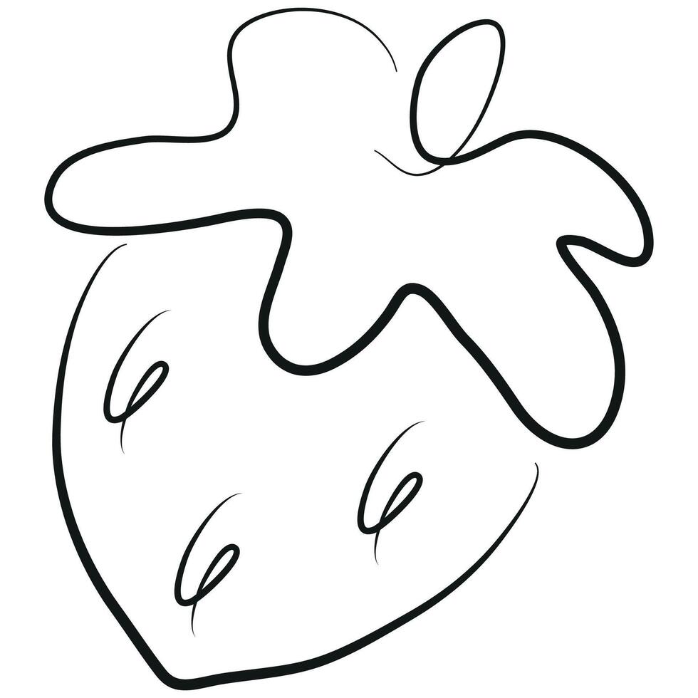 simple strawberry icon with a tail in line art style, for various designs and packaging vector