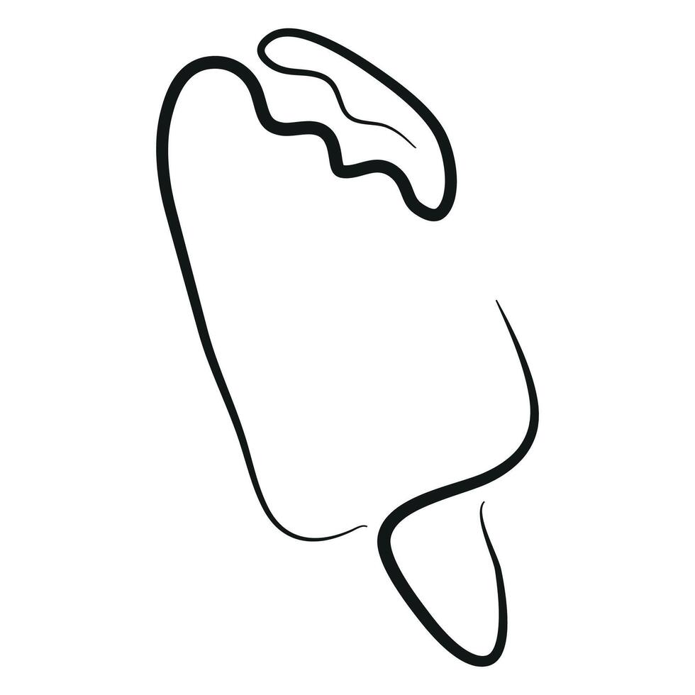 simple ice cream on a stick icon drawn with a few lines in line art style vector