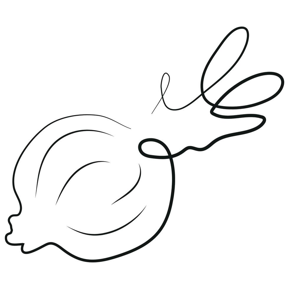 simple icon of onion head with greens in line art style, for various designs and patterns vector