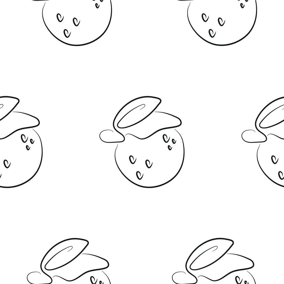 pattern with a simple icon of an orange with a tail drawn in line art style, for various designs and patterns vector
