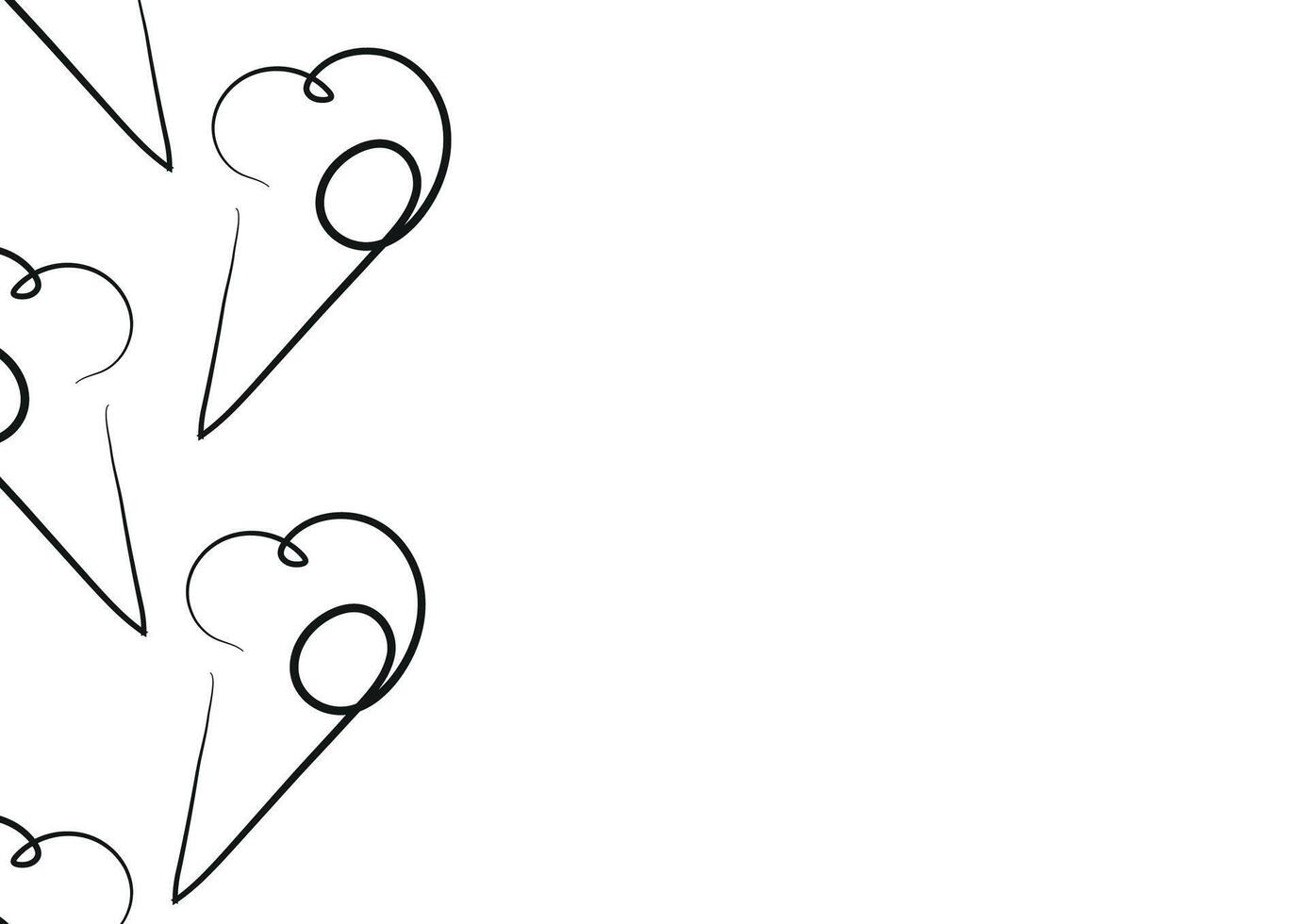 poster with a simple icon of an ice cream cone with scoops drawn with one outline in line art style vector