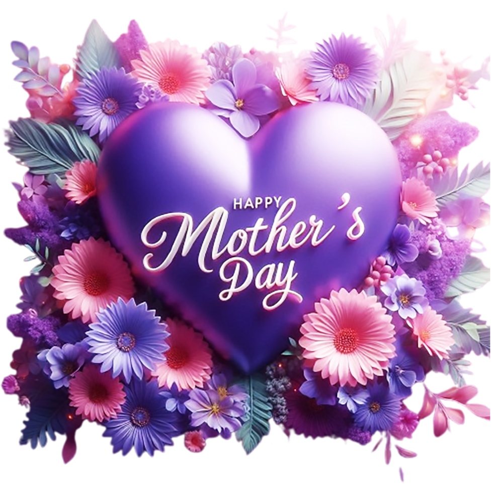 Mother's day greeting car large purple heart png